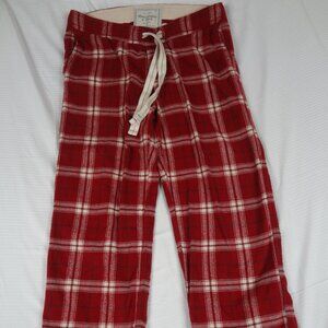 ABERCROMBIE & FITCH DARK RED WHITE PLAID CHECKER MEN MEDIUM PJ PANTS PAJAMA K473
